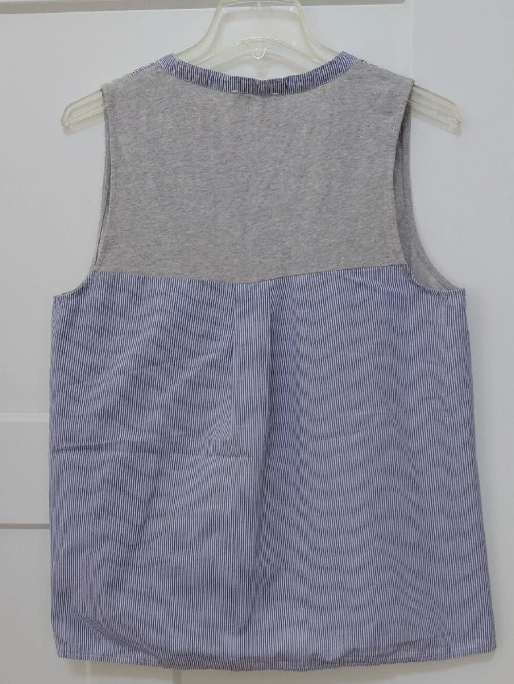 Blue Stripe & Gray Sleeveless J. Crew Top